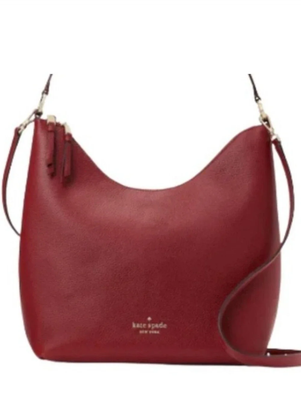 kate spade Deep Red Pebbled Leather Hobo Bag